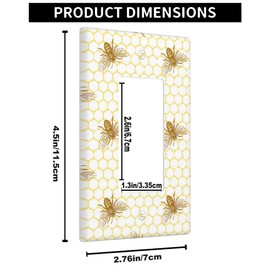 Pznen Honey Bee Single Rocker Wall Plate Honeycomb Bumble Bee Yellow Farmhouse 1-Gang Rocker Light Switch Plates Standard Receptacle Plug Cover for GFCI Outlet