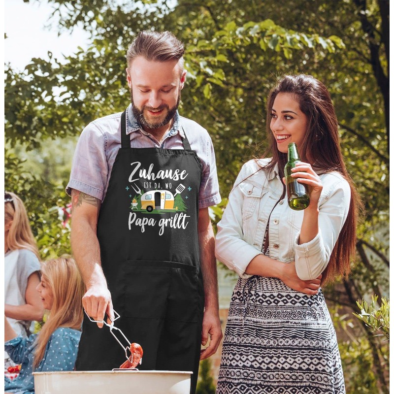 SpecialMe® BBQ Apron with Saying "Zuhause ist da wo Papa