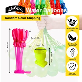 485P Rapid-Fill Self-Sealing Water Balloons Easy to Fill Use,Multicolour Water Balloons Rapid-tying sealing,Summer Fun Splash Water Balls for Outdoor Games,Kid Adult Parties and Backyard Water Fights