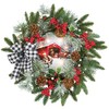 Collections Etc Lighted Covered Bridge Wreath with Checkered Bow -
