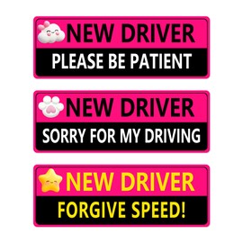 New Driver Magnet for Car Highly Visible Student Driver Magnet Removable Safety - First Please Be Patient Student Driver Sticker for Car Suitable Girl-Stand Out On The Road