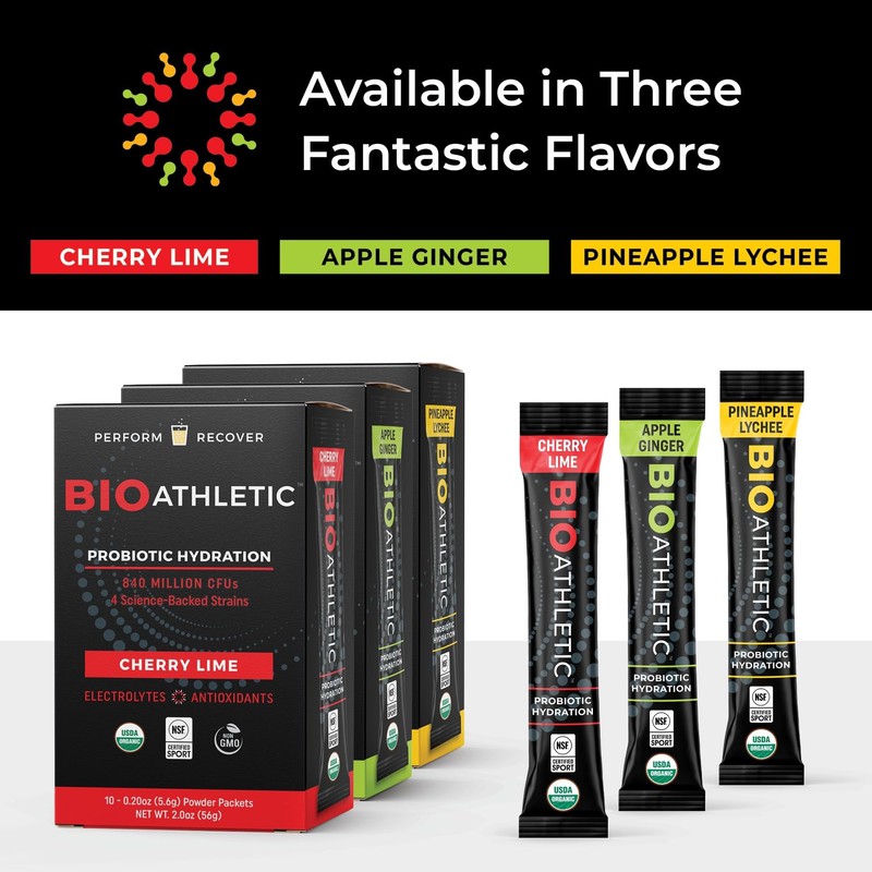 BioAthletic Hydration Drink Mix, Probiotic + Electrolyte Blend with Vitamins
