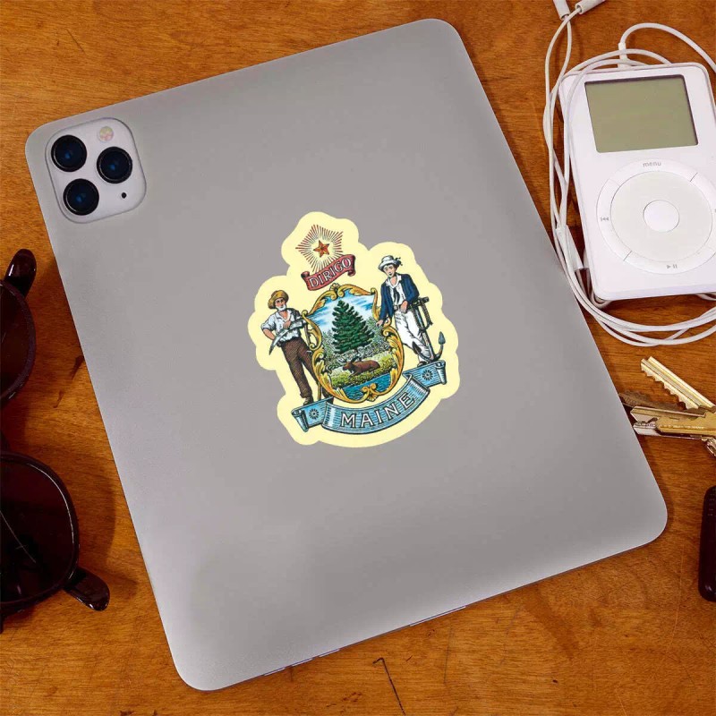 RetroPlanet Maine State Seal Die Cut Vinyl Sticker