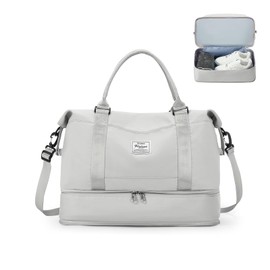Travel Bag Women's Hand Luggage Bag Sports Bag Weekender Bag Swimming Bag Waterproof Travel Bag Duffle Bag Fitness Bag Training Bag Hospital Bag with Shoe Compartment, F15-Light Grey, Casual