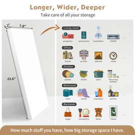 Forbena White Floating Shelves for Wall Decor, 24 Inches Long Wall Shelves for Bedroom Storage, Large Deep Hanging Shelves for Bathroom Office Laundry Living Room Book Kitchen Closet -Set of 3