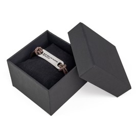 Black Braided Leather Christian Bracelet For Men w/ Gift Box - Engraved Psalm 62:2 ID Bible Verse Bracelet Cord - 9” Magnetic Men's Cross Bracelet - Inspiring Christian Jewelry For Men