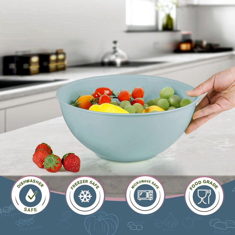 Greentainer 4-Piece Plastic Mixing Bowl Set, 113oz Lightweight Serving Bowls,