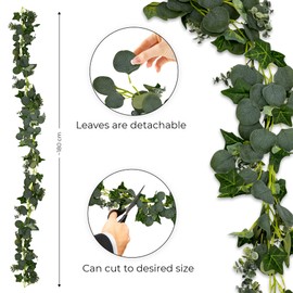 VILSTO Ivy Eucalyptus Garland Artificial Plants, Leaves Garland, Artificial Plant Hanging, Ivy Eucalyptus Leaves, Balcony Decoration, Artificial Flowers Like Real Plants Decoration, Ivy Artificial