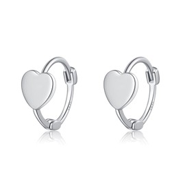 SLUYNZ 925 Sterling Silver Heart Hoop Earrings for Women Teens Love Heart Hoop Earrings Huggie (A-Silver)