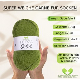 MeriWoolArt® Sock Wool 4-Ply - 100 g Merino Wool Yarn for Knitting & Crocheting, 75% Virgin Wool (Superwash), 25% Polyamide, 420 m - Ideal for Socks for Men and Women, Sweaters & Cardigans 4627