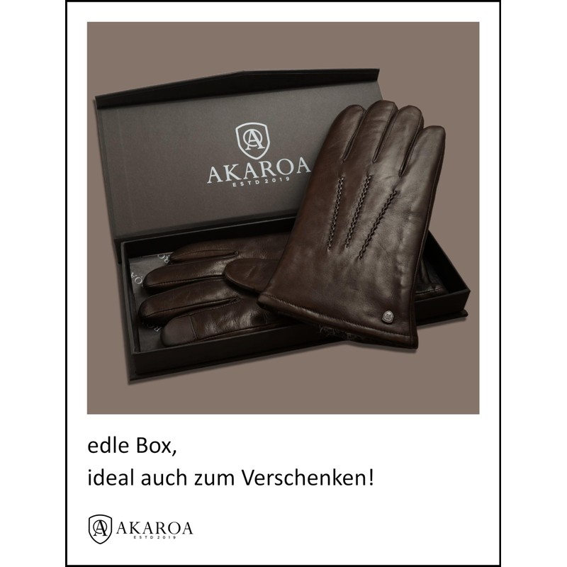 AKAROA ESTD 2019 DAN Men's Leather Gloves, Touchscreen Function, Italian