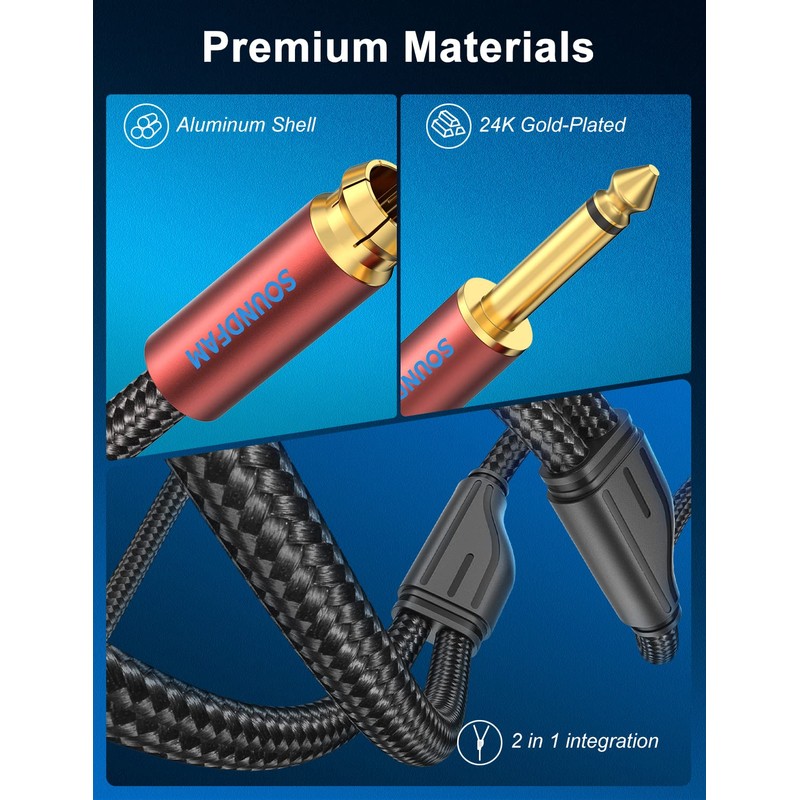 SOUNDFAM Premium RCA to 6.3 mm Jack Cable 2 m