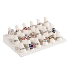 Coward 18 Holders Ring Display Stand, Beige Velvet Rings Display Holder for Jewelry Storage Drawer Ring Organizer (beige)