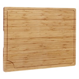 GarveeHome 24 in Extra Large Bamboo Cutting Board for Kitchen, Heavy Duty Wood Kitchen Stovetop Cover Chopping Board with Side Handles and Juice Groove, 100% Organic Bamboo