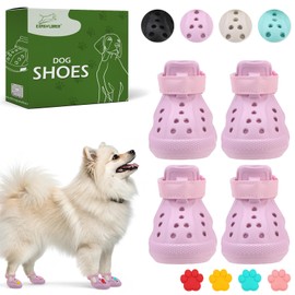 Dog Shoes for Hot Pavement - Non-Slip Summer Dog Booties for Small Medium Large Dogs, Reflective Pet Boots & Paw Protectors, Easy ON & Off, Waterproof and Easy-Clean for Beach Outdoor (Pink, S)