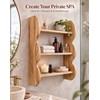100% Solid Wood 3-Tier Wall Shelf, Rustic Pine, Caramel Finish