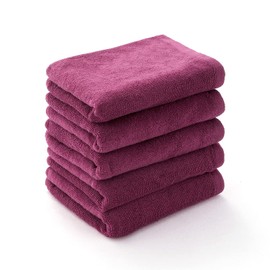 Towel Factory Lab Thin Quick Drying Face Towel Set of 5 [Daily] Raspberry Pink 100% Cotton Absorbent Petit Pla Towel 001 Approx. 13.4 x 31.5 inches (34 x 80 cm)
