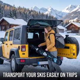 Ski Cover, 3MM Neoprene Ski Sleeve with Detachable Shoulder Strap, 1680D Oxford Anti-Collision Ski Binding Covers, Ski Carrier & Ski Bag Compatible, Fit 140cm-185cm Skis, Portable Foldable (150CM)