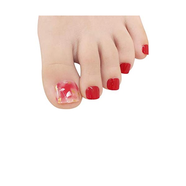 24pcs Fake Toe Nails with Glue Artificial False Toenails for Women Pedicure Acrylic Press on Toenails