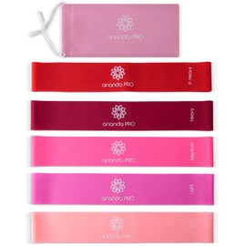 Ananda PRO| Set de 5 Bandas de Resistencia Premium, Ligas para hacer ejercicio, Resistance Bands, Ideales para casa, gym, gimnasio, yoga, workout, Crossfit, rehabilitación, entrenamiento físico, abdomen, piernas y glúteos | Látex 100% Natural