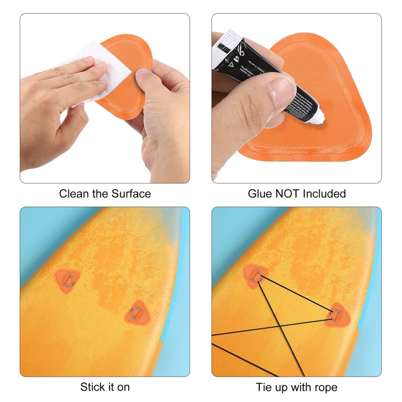 PATIKIL D-Ring Patch, 4 Pcs 3.5" Triangle PVC Patch Pad