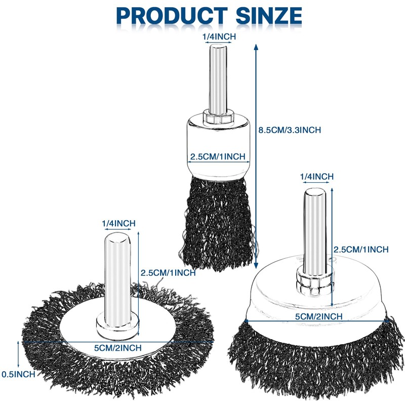15PCS Wire Brushes Kit for Drill, Stainless Steel Wire Wheel