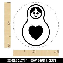 Matryoshka Babushka Russian Nesting Stacking Doll Self-Inking Rubber Stamp for Stamping Ink Stamper Crafting Planners - 1/2 Inch Mini - Lime Green Ink