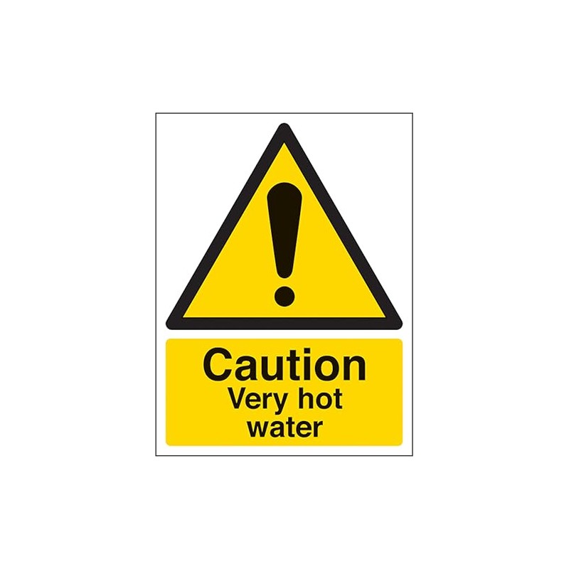 V Safety Caution Very Hot Water - Portrait 100 x