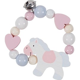 goki 65236 - Cute Grip Toy Elastic Horse - Trains the Grip Reflex and Hearing - Made of Maple and Beech Wood - Handmade - Made in Germany