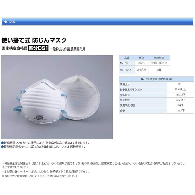TOYO Disposable Dust Mask No.1700