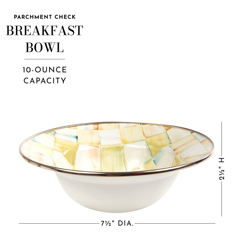 MACKENZIE-CHILDS Parchment Check Enamel Breakfast Bowl, Single Cereal Bowl