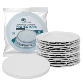 Feltectors Felt Plate Dividers for China – 12" Soft Felt Dish Protectors for Stacking Dinnerware – Scratch-Free, Chip-Resistant Storage for Cabinets - 20 Pack (WHITE, 12" 20 PACK)