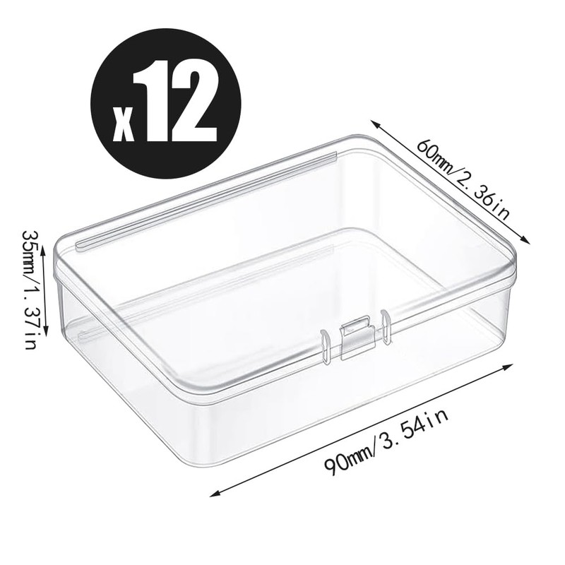 suaywo Pack of 12 Transparent Small Storage Boxes Plastic Mini