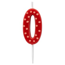 Papyrus Birthday Candle Number 0, Red Polka Dots (1-Count)