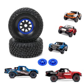 RCAWD RC Wheel Rims and Tires for 1/7 ARRMA Mojave 6S Parts & 1/7 UDR Unlimited Desert Racer 85086-4 Upgrades, Glued Nylon Wheels and Tires #8474X Blue