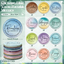 Geelin Christian Compact Mirrors Bulk Inspirational Bible Verse Scripture Portable Pocket Mini Mirrors Bulk for Church Easter Sunday School Teachers Women Friends(24 Pcs,Assorted)