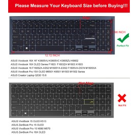 2PCS Keyboard Cover for ASUS VivoBook 16X 16 F1605 F1605VA M1605 F1603 M1603 X1603, VivoBook Pro 16X OLED K3605 K6602 N7601 TN3604,VivoBook 15 15.6 K3502 M3502 M1503 K6501, Zenbook 15 Q539ZD UM3504