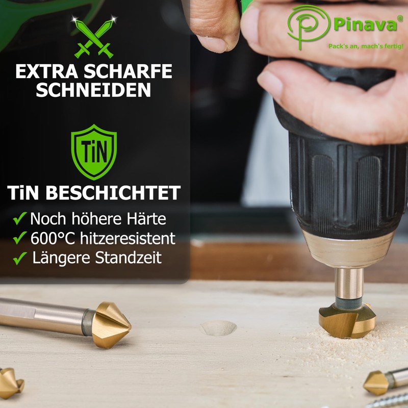 Pinava® Countersink Set HSS CutX 90° [Extra Sharp | 3-Side