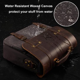Mens Messenger Bag Waxed Canvas Laptop Briefcase 15.6“ Vintage Genuine Leather Crossbody Bags Waterproof Satchel Shoulder Bag