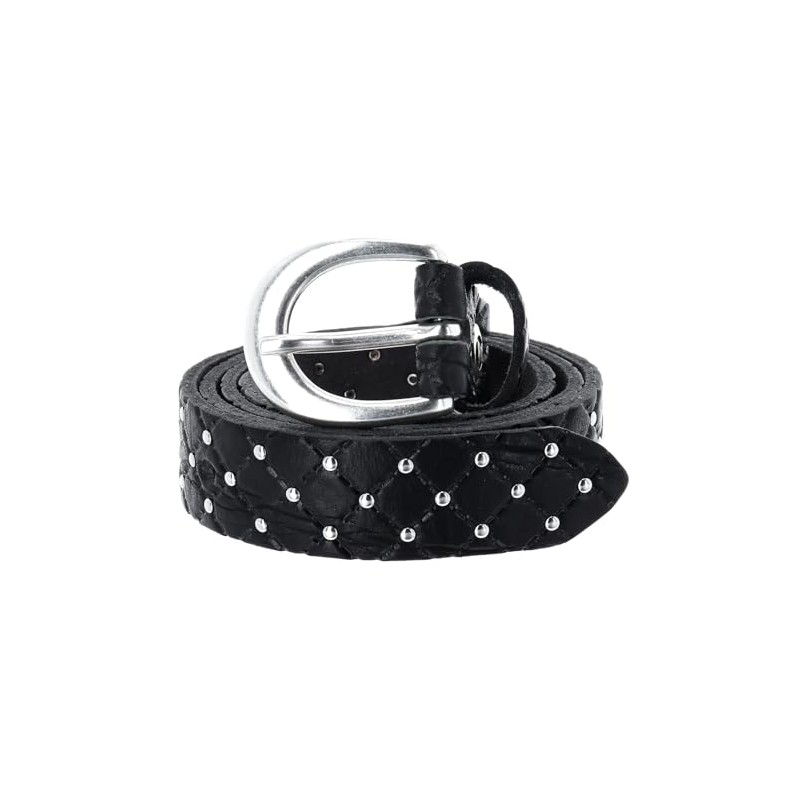 B.Belt Lilou Leather Rivet Belt, black