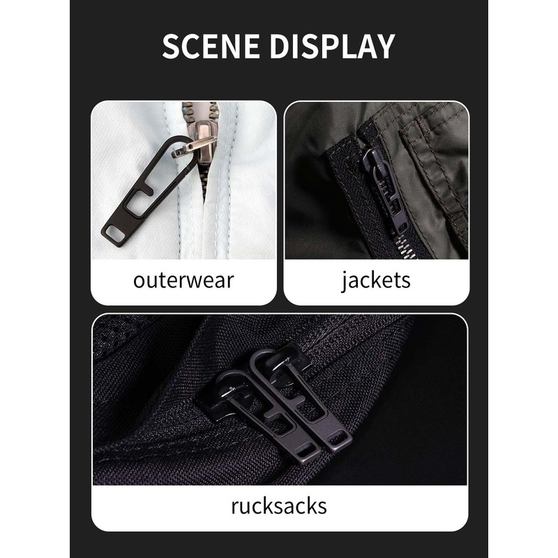 TIKIDESIGN Titanium Zip Zipper, Pack of 2 Zip Pendants, Removable