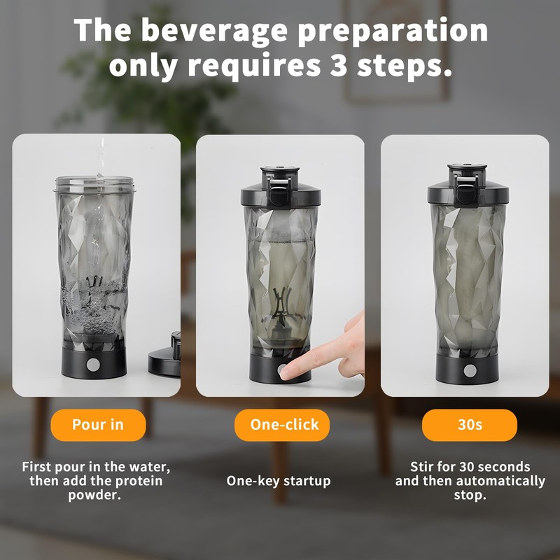 hisptgo Premium Electric Protein Shaker Bottle, Sports Nutrition Mixer, Electric