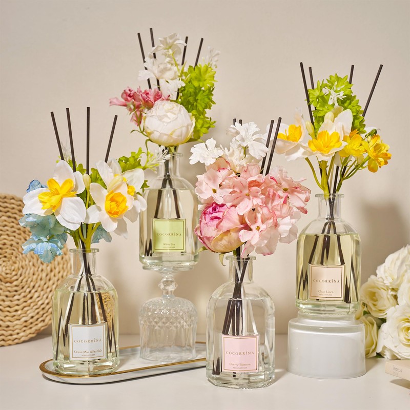 COCORRÍNA Reed Diffuser - Clean Linen 8.5 Fl.oz/ 250ml Flower