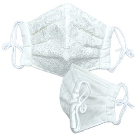 Cluster Decoration, White, Large, Glossy, Lace Cloth Mask, Choose According to Your Outfit, Japanese Bleached Gauze, Made in Japan, Pollen Cut, 99.9% BFE, 93% or above, High Performance Non-woven
