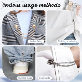 Pack of 8 Hijab Magnetic Hijab Pins Clips for Clothes Magnetic Clothes Pegs with Chain 4 Pairs Magnetic Clips in Metallic Colours for Fixing T-Shirt Hems to Shorten Trouser Legs