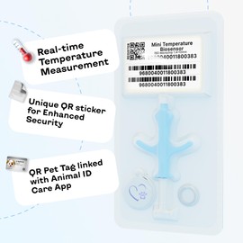 Pack of 1 - Microchip for Dogs, Cats with Temperature Biosensor Pet Kit QR Pet ID Temperature Monitoring Microchip International Implant for Dog Puppy Cat Kitten & Small Pets Free Global Registration