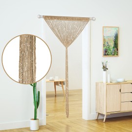 4 Pcs String Curtains for Doorways Glitter Beaded Curtains Door Sparkle Beads Curtain Open Closet Laundry Hanging Hippie Glisten Beads Window Girls Panel (Champagne, 39"×79" in)