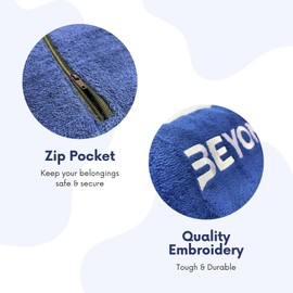 Beyond Gym Towel with Zip Pocket Cotton, High Absorbent for Crossfit Weightlifting and Running Blue