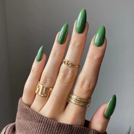 Ceboic Pack of 24 Press on Nails Medium, Almond French Artificial Nails, Soft Gel Nails for Sticking, Full Cover Fake Nails, Pure Colour Fingernails, Artificial Nails for Women and Girls (Spring