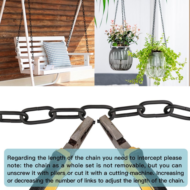 Helunsi Lighting Chain, 6 Feet Black Light Fixture Chain, Metal